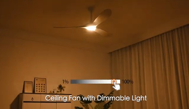 Image of heimo 52 Inch White Ceiling Fan with Light and Remote, Wood Outdoor Ceiling Fans with Lights Dimmable for Bedroom Living Room Patios Kitchen Modern 3 Blade Propeller Indoor Fan