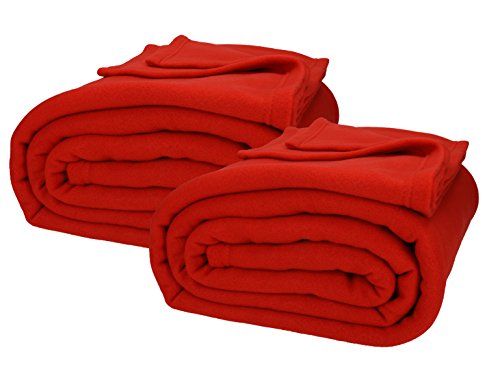 Betz 2 Unidades Manta Polar Jumbo acojedora tamaño XXL : 220x240 cm Calidad 200 g/m Color Rojo