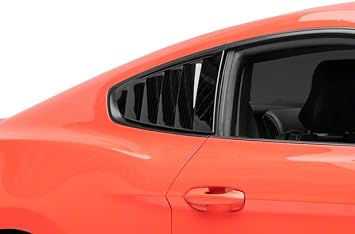 Quarter Window Louvers; Gloss Black Compatible for 15-23 Mustang Fastback