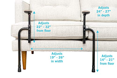 Stander EZ Stand-N-Go, Adjustable Standing Mobility Aid, Chair Assist Grab Bars with Ergonomic Stand Assist Handles, Independent Living Aid