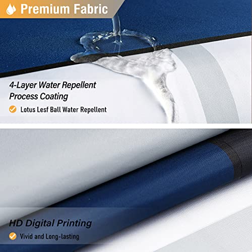 Bttn Extra Long Shower Curtain, 72X84 Inches Long Geometric Waterproof Cloth Shower Curtain Set With 12 Hooks, Weighted Hem, Tall Modern Polyester Fabric Shower Curtain For Bathroom - Navy Blue #TOP1