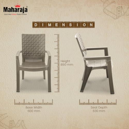 Image of MAHARAJA Heavy Duty Plastic Chairs for Home & Office | Comfortable | Arm Rest | Bearing Capacity up to 200Kg Plastic Outdoor Chair (Olive-Grey, Pack of 4)