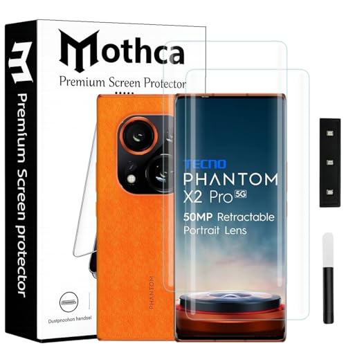 Image of Mothca Curved UV Tempered Glass Screen Protector for Tecno Phantom X2 Pro 5G | Transparent | Pack of 2 | Borderless Full Screen Coverage with UV Installation Kit