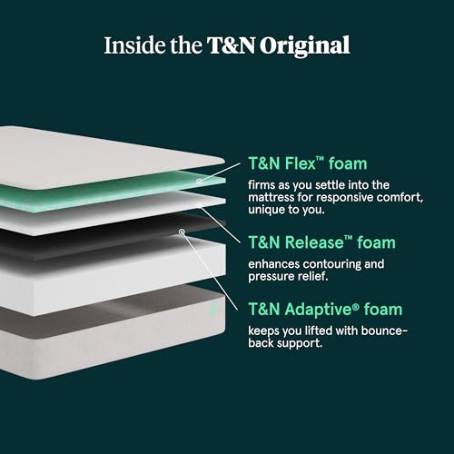Image of Tuft & Needle - Original Medium 10 inch Gel Foam Queen Mattress - Adaptive Foam, Pressure Relief, Supportive, Cooling, CertiPUR-US, 100-Night Trial, and 10 Year Limited Warranty