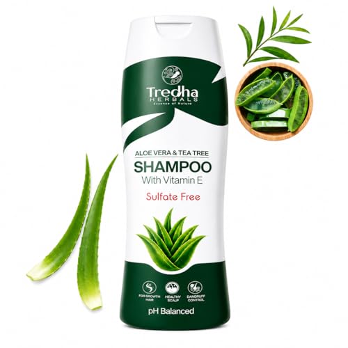 Image of Tredha Aloe Vera & Tea Tree Anti-Dandruff Shampoo for Oily Scalp & Hair Fall Control | Sulfate Free & Paraben Free | Smooth & Frizz Control | 200 ml | For Men & Women