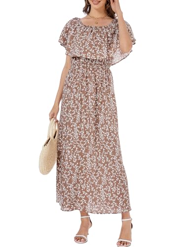 Image of Bluetime Womens Maxi Dress Off Shoulder Floral Print Boho Beach Long Summer Dresses