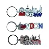 LILAJ Set - 12 London Souvenir Keyrings Iconic British Skyline Landmark Keepsakes UK Travel Gifts with Big Ben, Red Bus, Telephone Booth Keychains Collectable Memorabilia for Tourists, Family Friends #3