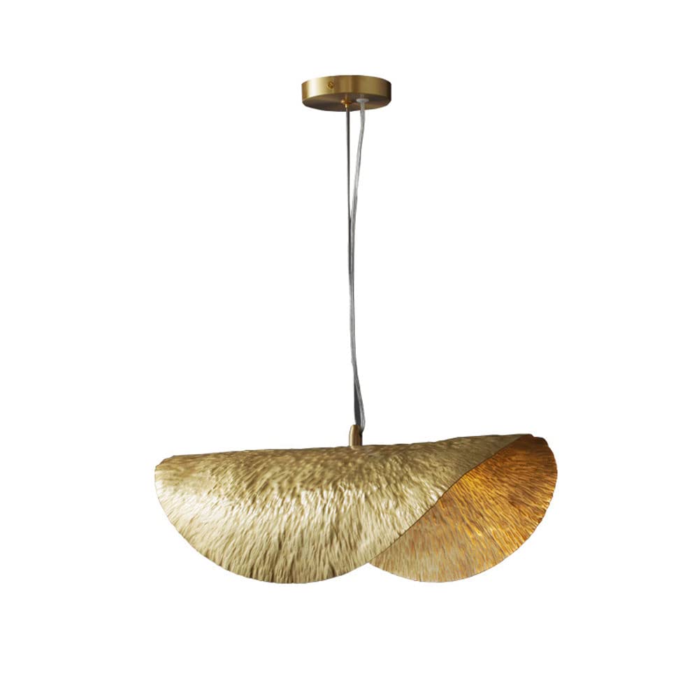 FYZDLAOR New Chinese Brass Lotus Leaf Pendant Light,for Living Room Bedroom Restaurant Cafe Teahouse Bar Dining Room Club（with E14 Bulb）