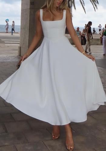 SHINFY Women's Summer Sleeveless Maxi Dresses Square Neck A-line Tank Dress Flowy Beach Vacation Sundress4