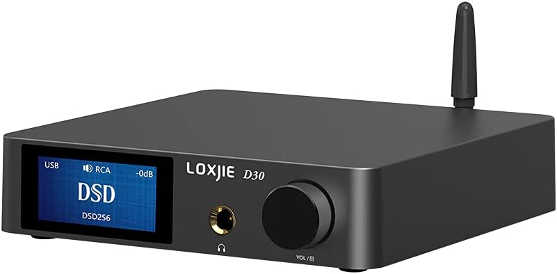 LOXJIE D30 Audio DAC & Headphone Amp, ES9068AS Chip XMOS PCM 32bit/768kHz MQA DSD512 Bluetooth 5.0 APT-X JAS Hi-Res Certification with Remote Control