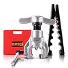 KOOPOOL Eccentric Flaring Tool Kit 7 Dies Flare Bar, Sizes (3/16-3/4 inches) 45 Degree Angle Eccentric Cone Type Flare Tool Set for Brake Line HVAC System Refrigeration Copper Soft Metal