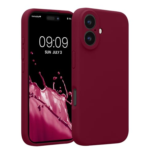 kwmobile Cover per iPhone 16 Custodia - Back Case per Smartphone in Silicone TPU - Protezione Gommata - Rosso rabarbaro