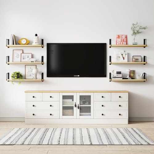 Image of Floating Shelves, 24 In Bookshelves for Room Wall, Shelves on Wall (Wooden)