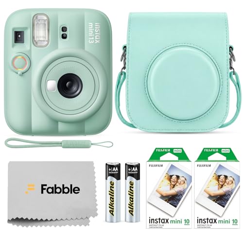 Image of FUJIFILM INSTAX MINI 13 Instant Film Camera Lagoon Green Bundle with Caiul Groovy Case, INSTAX Mini Twin Pack Film 20 Exposures, Automatic Exposure, Close-Up Mode, Selfie Mirror