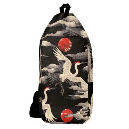 Sac à dos à bandoulière nuages et grues multicolore 16x36.5cm