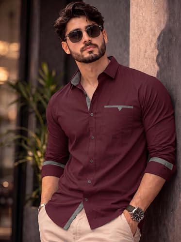 Image of Amazon Brand - INKAST Cotton Shirt for Men | Regular Fit Full Sleeve Casual Shirt | Stylish Formal Office Wear Shirts for Men | Soft Comfortable Breathable Cotton Fabric | Fashionable Office Wear