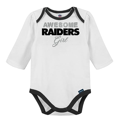 Gerber NFL Baby Girls' 3Pc Bodysuit, Footed Pant, & Cap Set, Las Vegas Raiders, 6-9 Months - Image 4