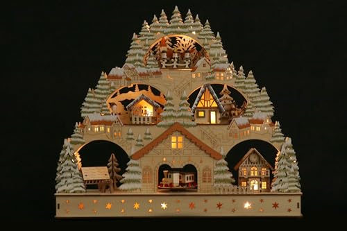 ELLUG 3D Schwibbogen Lichterbogen mit drehendem Zug & stilvoller...