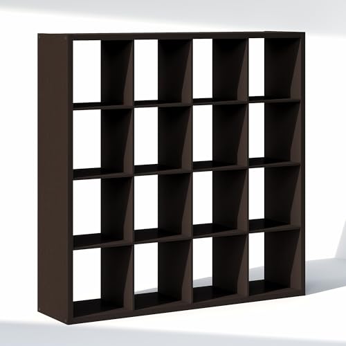 Image of Furinno Cubic Extra Thick 16-Cube Closet Organizers and Storage, Dark Oak | 14.6 x 58 x 58 in, Open Shelf Closet Storage, Closet Organizer, for Wardrobe, Bedroom, Living Room