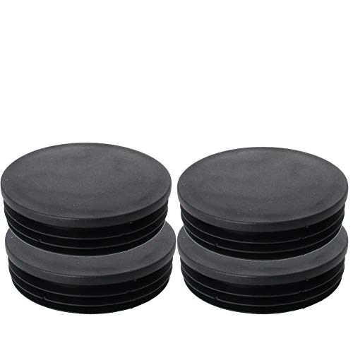 MroMax Lot de 4 bouchons ronds en plastique pour rampe d'escalier, garde-corps, noir, 100 mm de diamètre