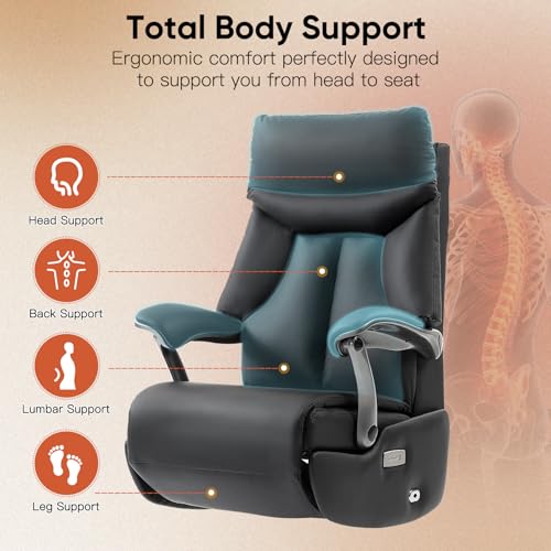 Image of ECOTOUGE Electric Executive Office Chair, Ergonomic Recliner Chair, Black | 400LBS Big and Tall Office Chair, Comfortable Ergonomic Recliner Chair for Home Office, Studio or Gaming Room
