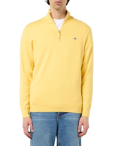GANT Classic Cotton Half Zip Suéter, Amarillo Plátano, 3XL para Hombre