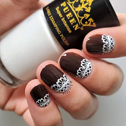 PUEEN PUEEN Must Have Stamping Polish Collection Set Big 5-Free Formula Nail Color Lacquer (805 - Black Jack + 806 - Pure White) - BH000872