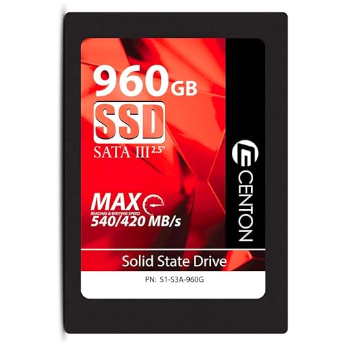 Image of Centon 960GB SSD Internal Solid State Drive, SATA III 6Gb /s 2.5 inch, 3D NAND TLC, Up to 490MB /s, Faster Startup, Apps, Gaming & File Transfers for Laptop /PC Desktop