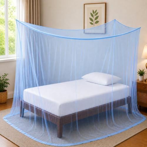 Image of Divayanshi Foldable Polycotton Mosquito Net (Machhardani) for Single Bed (Blue, 4 x 6.5 ft) | Strong & Breathable | Easy Setup, Lightweight, Portable & Ideal for Home & Travel