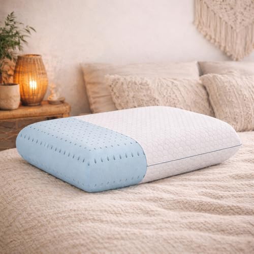 Image of LA VERNE Cooling Gel Infused Pincore Technology Breathable Memory Foam Pillow with 3S Rebound| Cool Gel Cervical Support for Neck & Shoulder Relief (1, White, Queen (U.K. Standard))