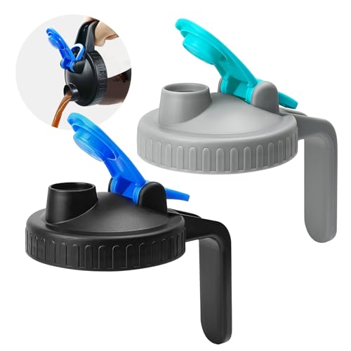 Mason Jar Pour Spout Lid, Wide Mouth Silicone Mason Jar with Handle Airtight & Leak-proof Seal Easy Pouring Spout | Turns your Mason Jar into Pitcher