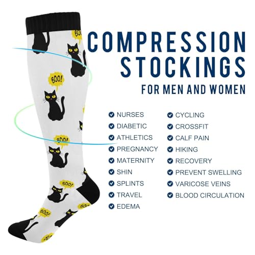CEBUGI Cheshire Cat Texture Compression Long Socks Women Men Knee High Running Socks for Sports Hiking Travel,2 pairs4