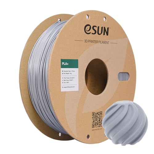 eSUN PLA Plus Filament 1,75 mm, PLA Pro PLA+ 3D-Drucker-Filament, Maßgenauigkeit +/- 0,03 mm, 1 kg Spule, 3D-Druck-Verbrauchsmaterialien für die meisten FDM-3D-Drucker, Silber