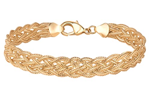 Barzel 18K Gold Plated Strand Braided Herringbone Mesh Bracelet - Made In Brazil #TOP17