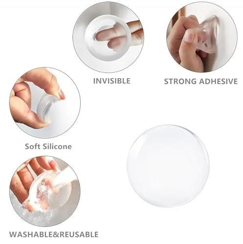 Image of Silicone Door Bumper Stopper 6 PCS | Self Adhesive Transparent Wall Protector for Door Handle, Knob & Furniture | Anti-Collision Wall Guard for Home, Office & Cabinet Protection