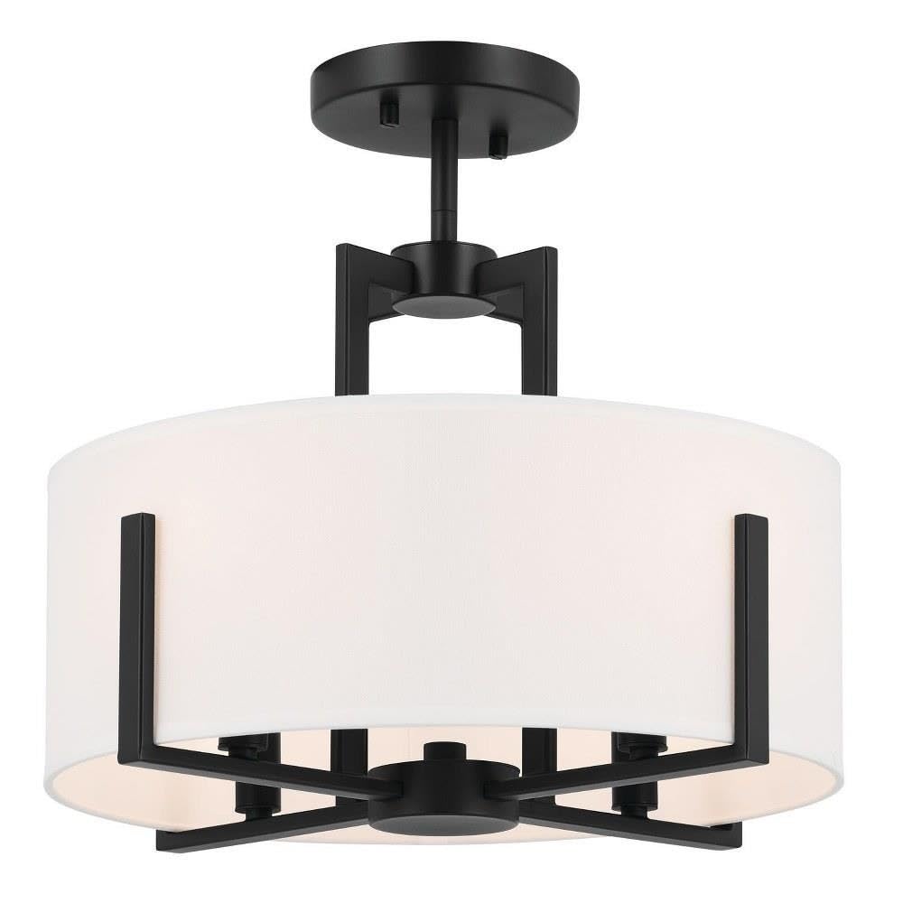 Photo 1 of Kichler Malen 52591BK Convertible Semi-Flush 4-Light 15.5? with White Fabric Shade in Black