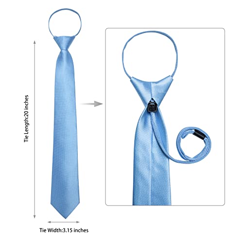 Image of DiBanGu Silk Zipper Ties for Men,Paisley Solid Plaid Pre-tied Tie and Pocket Square Cufflinks Set Formal Adjustable Necktie