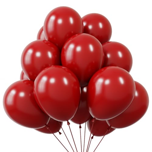 KBZVNAF Burgundy Balloons Latex Party Balloons - 50 Pack 12 inch Helium Matte Dark Red Balloons for Birthday Graduation Wedding Baby Shower Valentines Day Party Decorations