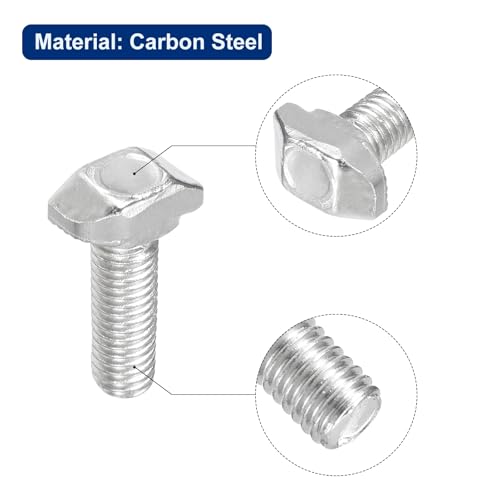 Image of uxcell 40Pcs T-Slot Bolts, M5 x 16mm Hammer Head Bolt T Screw Drop-in Stud for 2020 Series T-Slot Aluminum Extrusion Profile, Carbon Steel Nickel Plated, Silver
