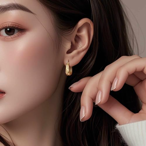 ESSIE ODILA Gold Hoop Earrings for Women 14K Gold Earrings for Women Hoop Earring for Women Hoops with Cubic Zirconia Radiating Enchanting Sparkle Chunky Hoops Earring for Women Trendy 23mm3