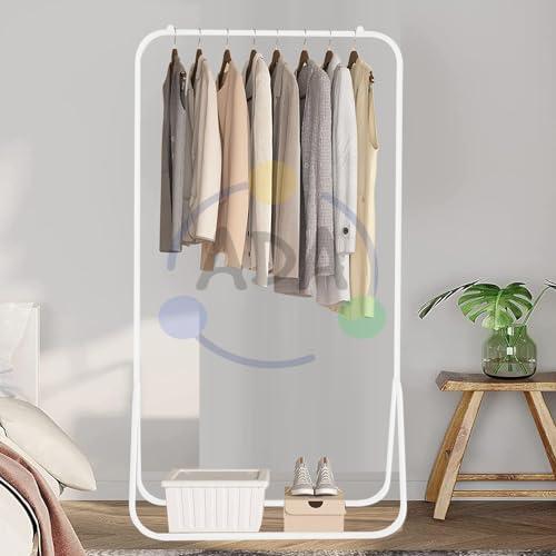 Image of ADA Heavy Duty Metal Clothes Rail, Multipurpose Coat Hanger Stand with Top Rod, Garment Rack for Bedroom, Laundry, Livingroom, Hallway - White (80.5 x 43.4 x 151cm)