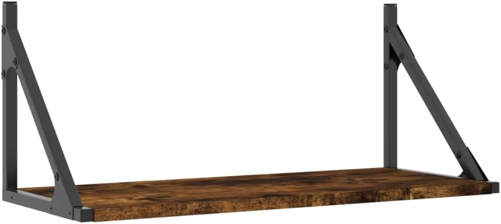 Wall Shelf Set of 2, Smoked Oak Engineered Wood, 23.6x9.8x10.0 inch Floating Ledge Shelves for Living Room, Bedroom, and Bathroom Decor