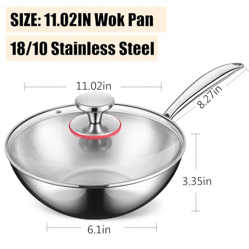 Wok de acero inoxidable con tapa 11.02 in miniatura 2