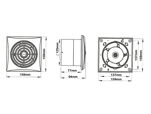 Armar Trading LTD Very Quiet and Powerful Bathroom Extractor Fan 125mm / 5" Ball Bearing Silent Low Energy Ventilator WZ125 - Image 2