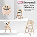 Abiie Beyond Junior Wooden High Chair with Tray - Adjustable and Convertible High Chair for Babies and Toddlers - 6 Months to 250 Lb - Water Resistant - Natural Wood with Beige Cushion