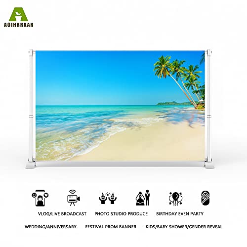 Aoihrraan 3,5x2,5m Tropical Beach Backdrop Seaside Summer Ocean Island Scenery Palm Trees Sunshine Seascape Photography Background Hawaiian Holiday Wedding Party Kids Adult Portrait Photo Studio Props - Image 2