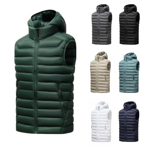 TERGHTP Men's Puffer Vest Hooded Insulated Zipper Winter Sleeveless Jacket - image 1
