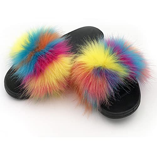 Kids Soft Artificial fur Sandals Slides Comfy Lightweight Furry Cute House Slippers for Girls3