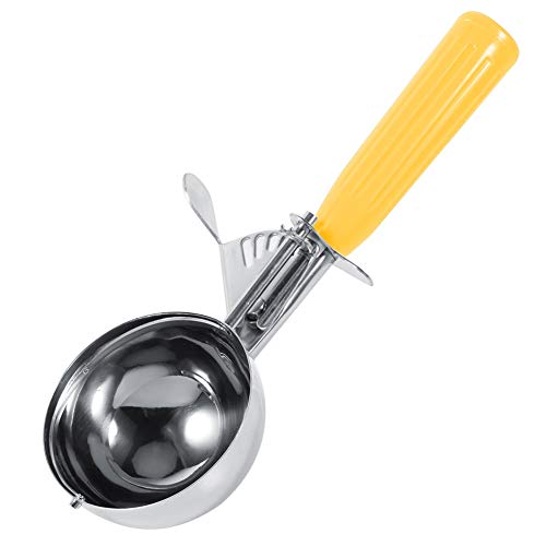 Nikou Ice Cream Scoop - Practical Stainless Steel Fruit Ice Cream Scoop Spoon with Plastic Handle Kitchen Tool (Color : Yellow-5.5cm)