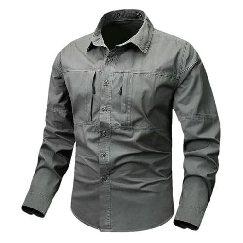 Chemise à manches longues homme vêtement mi-saison casual chemise boutonnée multipoche
